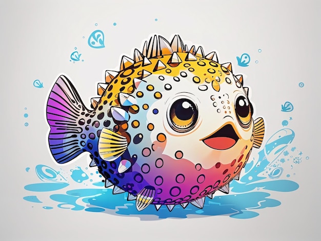 Ilustracja kolorowa ryba rozdymkowata dla dzieci