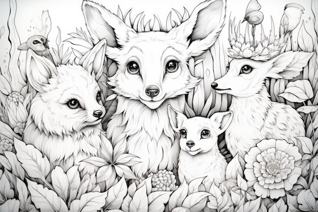 Ilustracja kolorowanki zwierząt