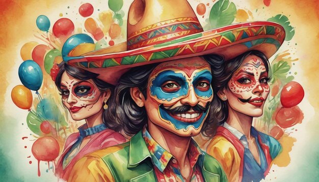 Ilustracja kolorowej ilustracji kulturalnej Cinco De Mayo