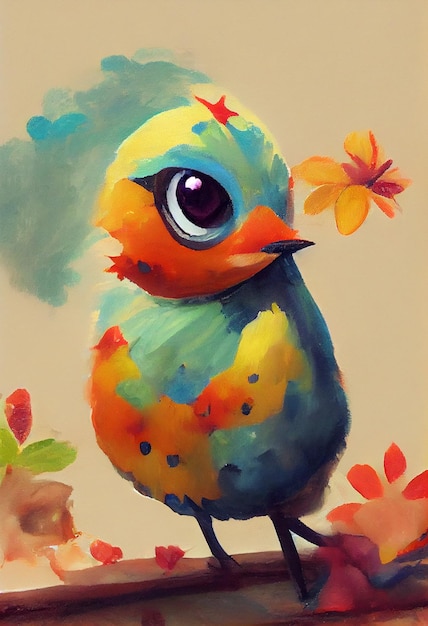 Ilustracja kolorowy ptak dla dzieci Książka dla dzieci w akwarela malarstwo Art Cartoon Character