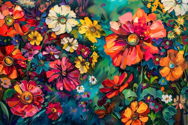 Ilustracja kolorowych kwiatów