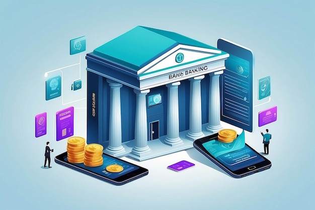 Zdjęcie ilustracja koncepcji bankowości mobilnej