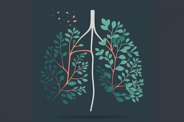 Ilustracja koncepcji ochrony zdrowia płuc i roślin oraz ochrony środowiska Generative AI