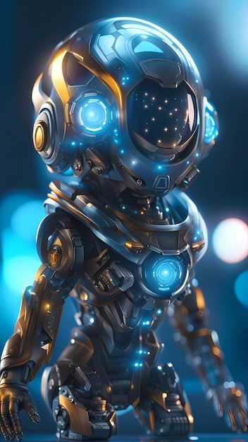 Ilustracja koncepcji projektowania futurystycznego robota 3D