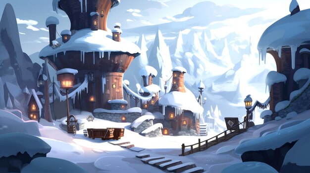 Zdjęcie ilustracja koncepcyjna snowy town ai generowana