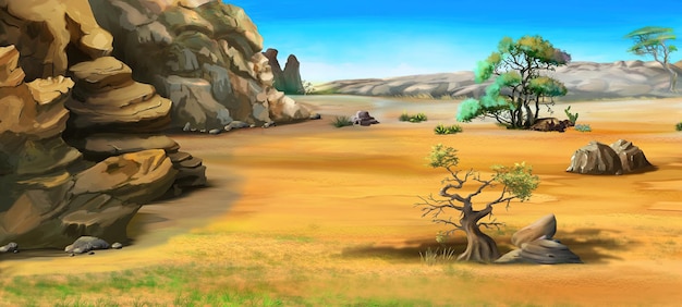 Ilustracja krajobraz afrykańskiej sawanny
