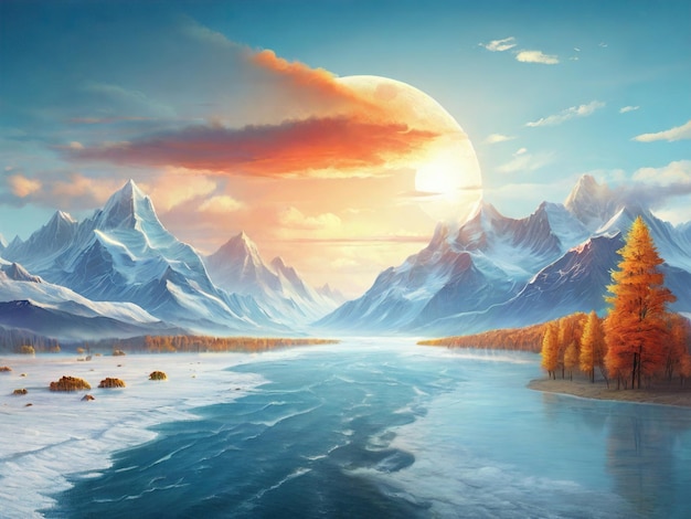 Ilustracja krajobrazu śnieżnego