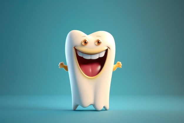 Ilustracja kreskówka 3d ludzki ząb