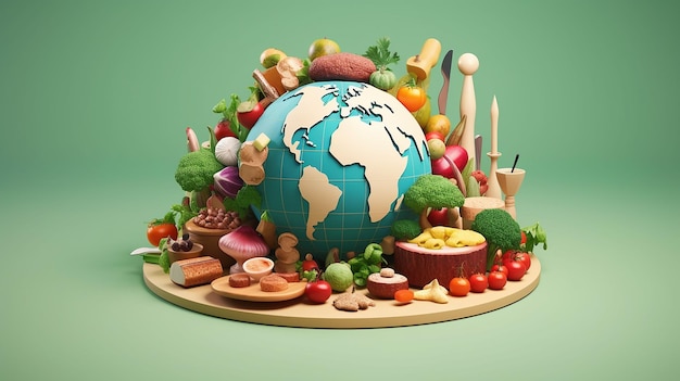 Ilustracja kreskówka 3D Światowego Dnia Żywności