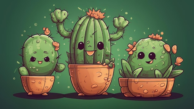 Zdjęcie ilustracja kreskówka kaktus