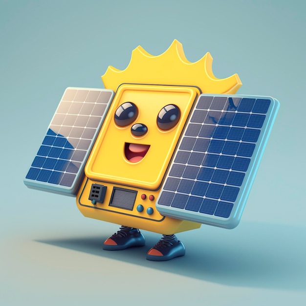 ilustracja kreskówka panel słoneczny generatywny AI