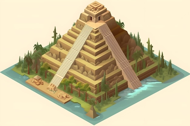 Ilustracja kreskówka starożytnej piramidy z napisem piramida na nim.
