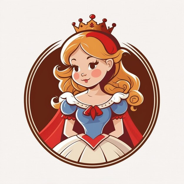 Zdjęcie ilustracja kreskówki księżniczki z koroną na głowie