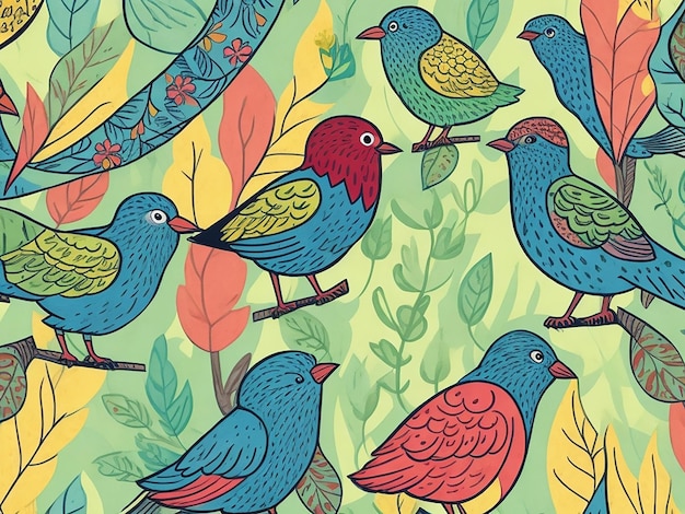 Ilustracja kreskówki z wzorem ptaków