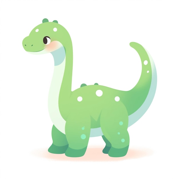 Zdjęcie ilustracja kreskówki zielonego dinozaura z plamami na ciele generatywny ai