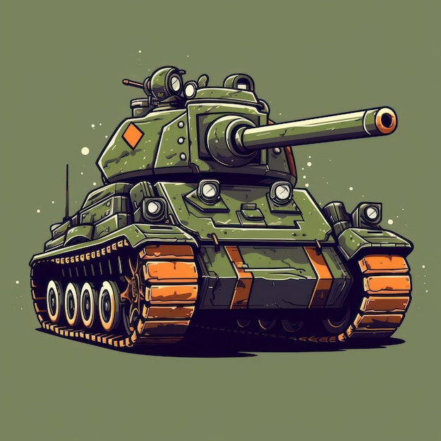 Ilustracja kreskówkowa przedstawiająca czołg opancerzony