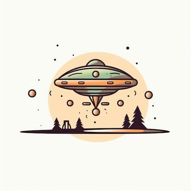 Ilustracja kreskówkowa przedstawiająca UFO