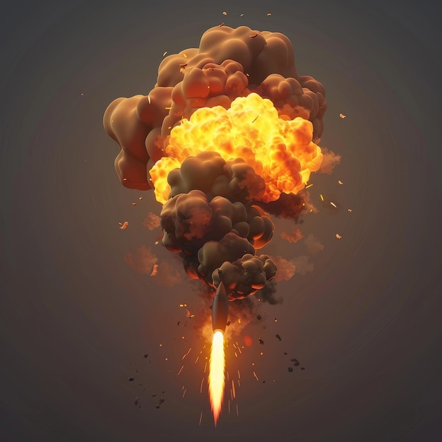 Ilustracja kreskówkowa wybuchu z płomieniem i błyskiem izolowany na czarnym tle arkusz sprite wybucha z ogniem i czarnymi chmurami dymu