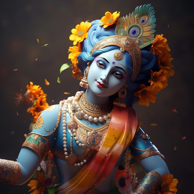 ilustracja Krishna_3d blender renderuje miękkie kolory Widok z boku prawdziwy