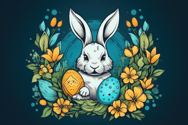 Ilustracja Królik Wielkanocny z malowanym jajem Koncepcja świąt wielkanocnych