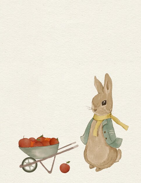Ilustracja królika, kartka z życzeniami z królikiem, jesienna karta, święto dziękczynienia, zaproszenie