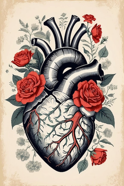 Ilustracja kwiatów anatomicznych wektorów serca
