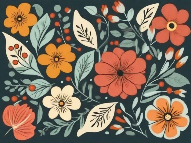 Ilustracja kwiatów bohemijski kwiatowy bezszwowy wzór