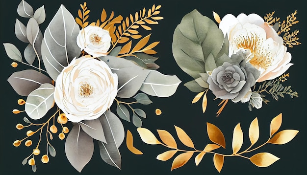 Ilustracja kwiatów i liści