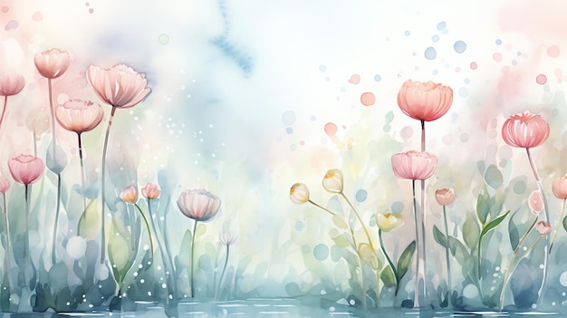 Zdjęcie ilustracja kwiatów kwitnących wiosną w akwarelach na tle