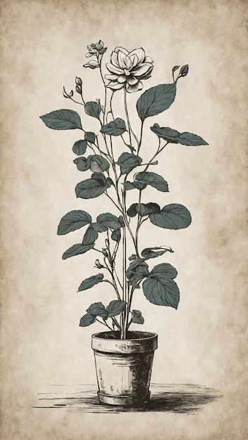 Zdjęcie ilustracja kwiatów roślin na papierowym tle