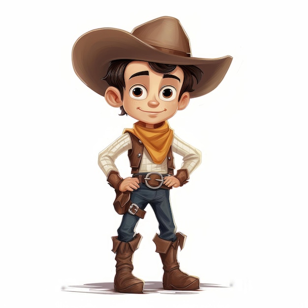 Ilustracja ładny mały chłopiec ubrany w kostium kowboja