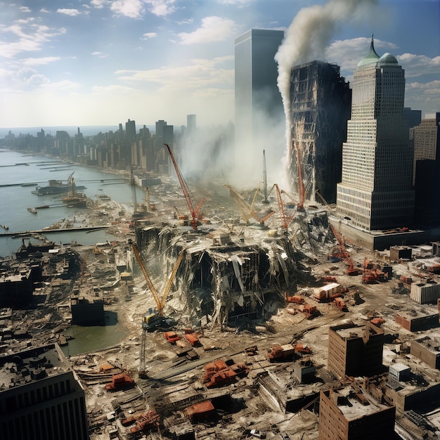 ilustracja Les tours jumelles du World Trade Center 11 września