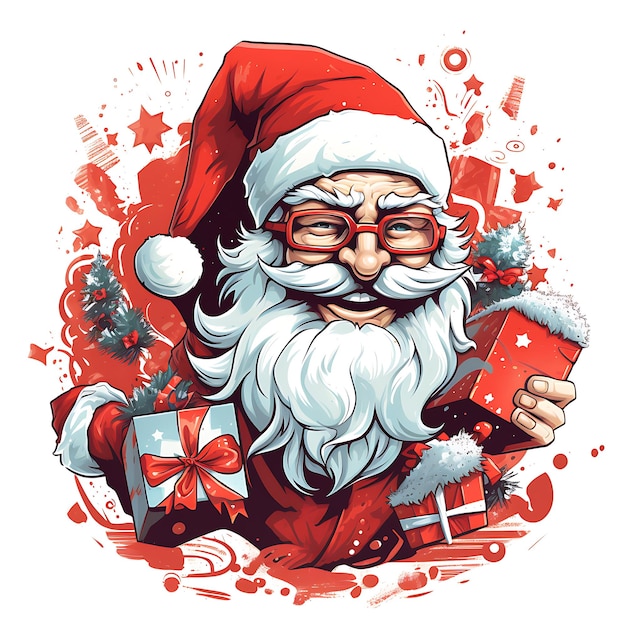 Ilustracja logo koszulki Świętego Mikołaja na stałym tle