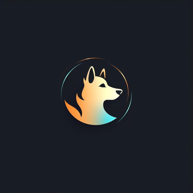 ilustracja logo muzycznego pies słuchający muzyki minimalnej