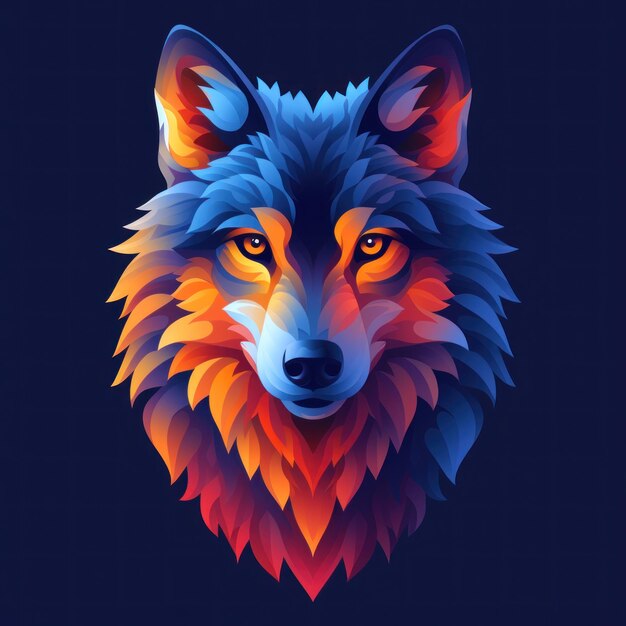 Ilustracja logo Vibrant Geometric Wolf Flat