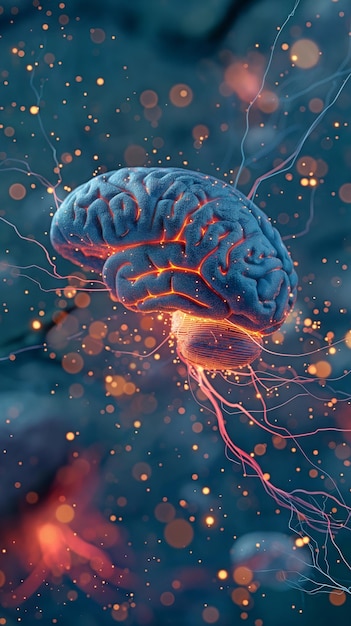 Ilustracja ludzkiego mózgu przy użyciu sieci neuronowej