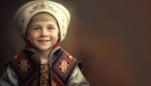 Ilustracja małego rosyjskiego chłopca autorstwa generatywnej sztucznej inteligencji