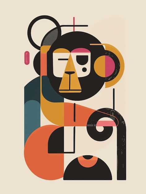 Zdjęcie ilustracja małpy z twarzą mężczyzny i głową kobiety generatywny ai