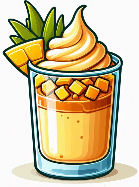 Ilustracja mango ananas smoothie czyste proste