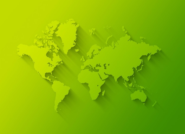 Ilustracja mapy świata na zielonym tle