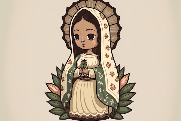 Ilustracja Matki Boskiej z Guadalupe na białym tle