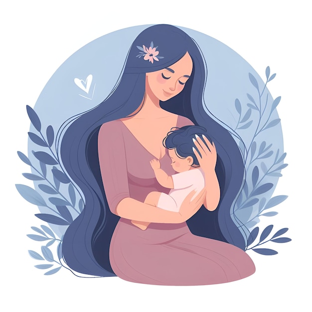 Ilustracja matki z dzieckiem Ilustracji karmienia piersią matki karmiącej dziecko piersią