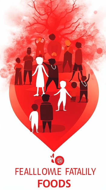 Ilustracja Międzynarodowy Dzień Rodzin w kolorze czerwonym