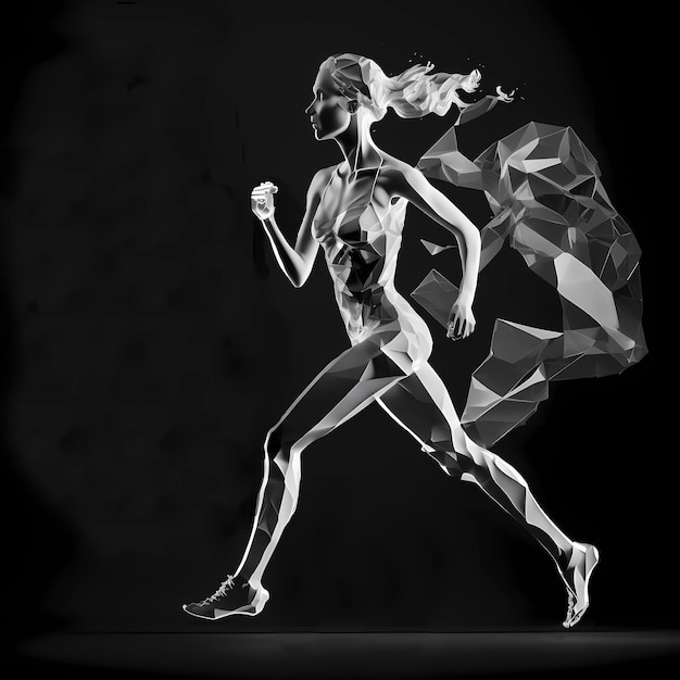 Ilustracja Młodej Sportowej Kobiety Biegającej W Maratonie