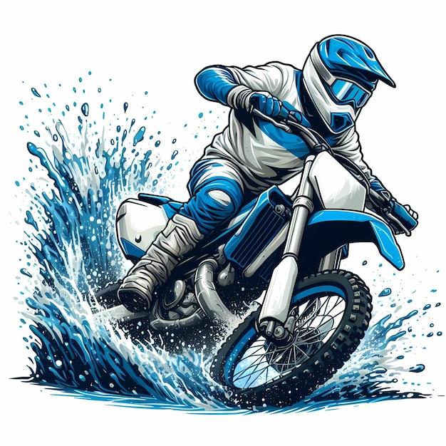 Ilustracja motocrossa w dynamicznej pozycji wyścigowej