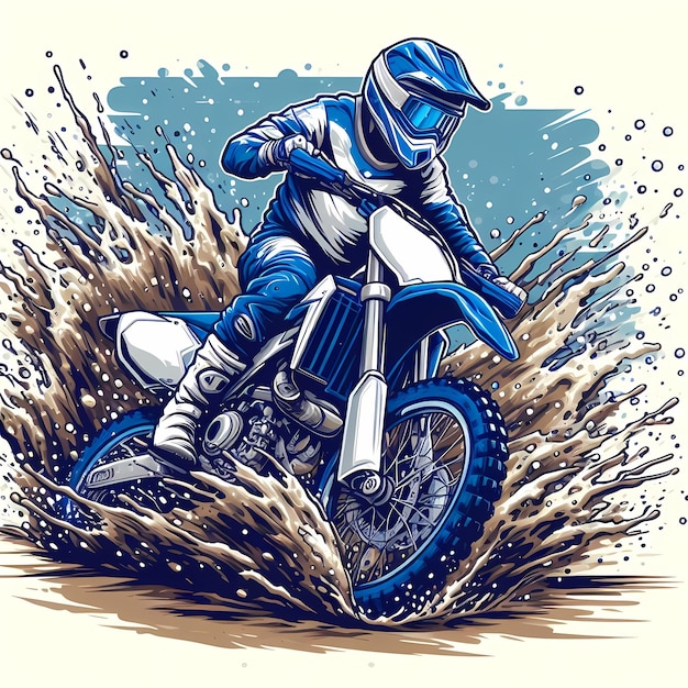 Ilustracja motocrossa w dynamicznej pozycji wyścigowej