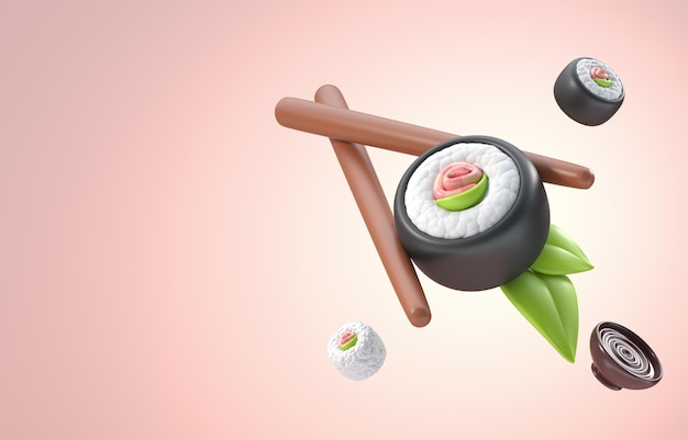 Zdjęcie ilustracja na białym tle 3d sushi 3d