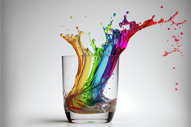 Ilustracja na plusku wody w wielu kolorach na szkle AI