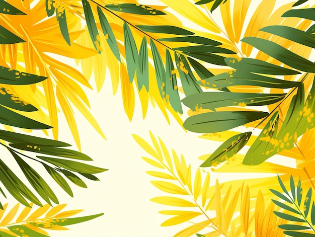 ilustracja Na żółtym tle gałązki palmy