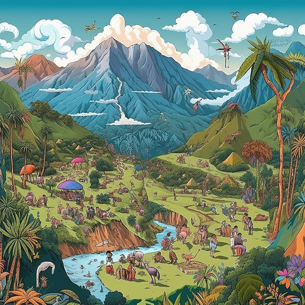 ilustracja naturalnego krajobrazu w Kostaryce